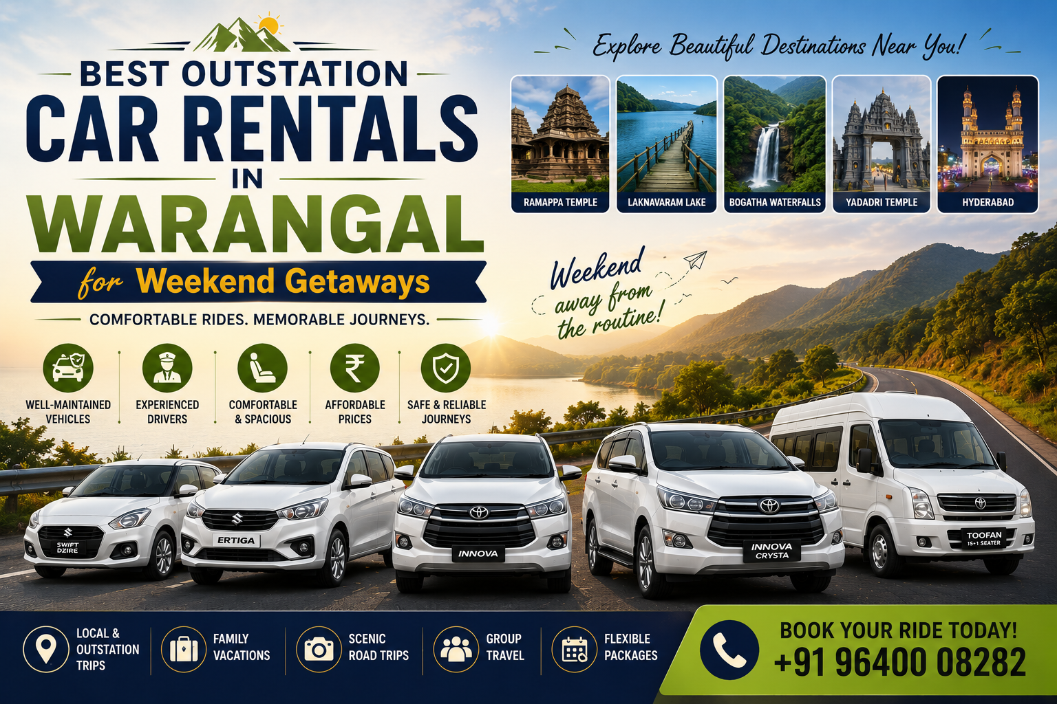 Best Outstation Car Rentals in Warangal for Weekend Getaways